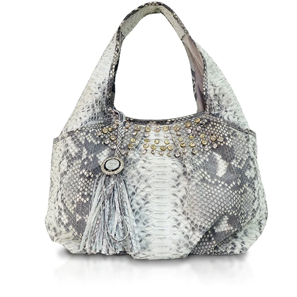 272. NWT WOMENS SHERRILL & BROTHERS JENNIFER GENUINE PYTHON BEADED HOBO BAG